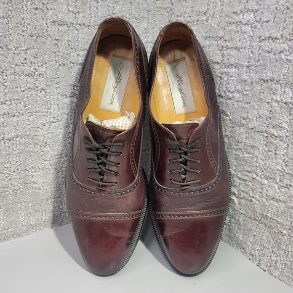 Mezlan Florence Men\'s 8.5 Brown Leather Oxford Cap Toe Brogue Dress Shoes 15026